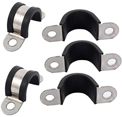 sourcing map 5 Stück Gummi Edelstahl Schlauch Rohrklemmen Klemme Kabel 18mm Durchmesser de