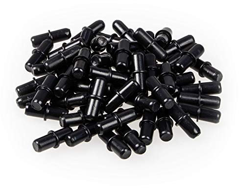 JUVA Tablarträger Fach-Bodenträger schwarz - Duplo GR10081 | Bohr-Ø 5 mm | Regalboden-Träger für Holzböden - Holztablare | Regalträger Stahl verzinkt | 20 Stück - Regal-Halterungen rund - Regalschiene