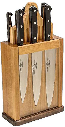 Sonpó Online - Taco Magnético de Madera de Pino, incluye 8 Piezas Serie Universal. Juego de cocina, con hojas de acero inoxidable mangos de fibra phenolkraff