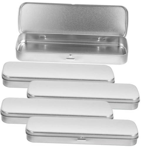 NUOBESTY Metal Pen Pencil Case Stationery Box Empty Hinged Tin Box School Supplies Pen Holder Makeup Organizers