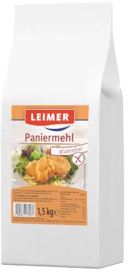 LEIMER Paniermehl glutenfrei 1,5 kg - Ideal zum Panieren von Fleisch, Fisch, Geflügel oder vegetarischen Alternativen - Vegan (1 x 1500g)