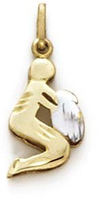 Halskette mit Sternzeichen-Anhänger, 14 Karat Gold, zweifarbig, Wassermann, Schmuck für Damen, One Size, Metall Goldfarben Aus Metall, Kein Edelstein