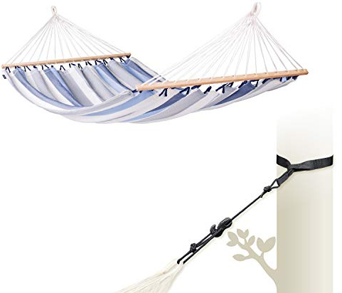 LA SIESTA - Alisio Toucan - Doppel-Stabhängematte Outdoor + TreeMount Black - Baum- & Pfosten-Befestigung
