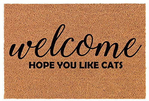 Fußabtreter Fußmatte aus Kokosfaser für die Vorderseite, mit Aufschrift ''Welcome Hope You Like Cats'', 76,2 x 45,7 cm