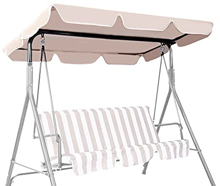 GIANTEX Ersatzdach für Hollywoodschaukel, Sonnendach Gartenschaukel Universal 2 Sitzer / 3 Sitzer, Schaukel Dachbezug Ersatzbezug wasserdicht, Sonnendach (Beige, 196 x 109cm)