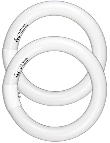 CHKADAWA Circular Bulb FC8T9/DL, 8 Inch T9 22W Circline Fluorescent Light Bulbs, Replacement Round Fluorescent Lamp Tube, Bright Daylight 6400K 1250 Lumens, G10q 4 Pin Base, 2 Pack