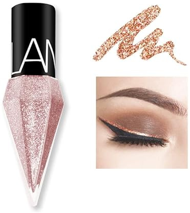 Liquid Glitter Shiny Eye Liners Cosméticos High Pigment Shimmer Sparkling Silver Metallic Eyeliner Colorful Pearlescent Eye Liners de larga duración para boda Fiesta Cosplay Maquillaje de ojos # 04