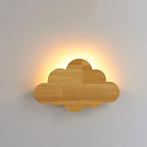 Wolke Wandleuchte Holz LED Innen Wandlampe Dimmbar 3 Farbtemperatur Holz Wolken-Form Nachtlicht für Kinder Junge Madchen Schlafzimmer Nachttischlampe Deko Wandbeleuchtung G9 Eiche Moderne Wolke Lampe