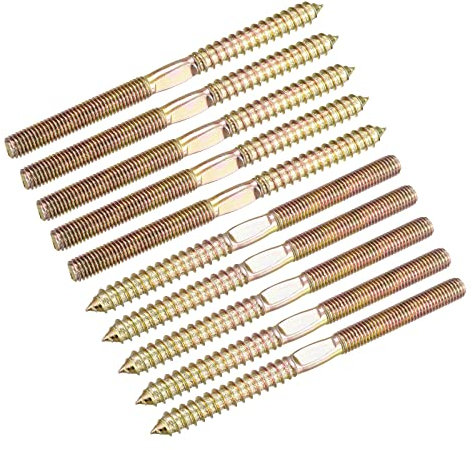 sourcing map M8x120mm Hanger Bolts, 48pcs Double Head Thread Dowel Screws for Wood Furniture