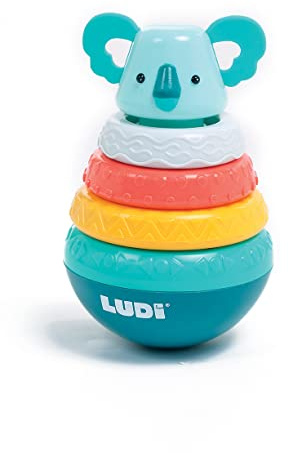 Ludi - Culbuto Koala - Gioco di impilamento Culbuto - Giocattoli per il risveglio del bambino - Da 10 mesi - Sviluppa il tocco, la capacità motoria e la scoperta - Piramide con asta centrale e 3