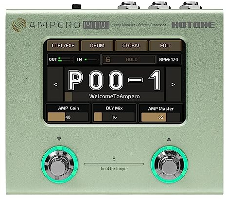 Hotone Gitarre Bass Multi-Effekte Prozessor Touchscreen Gitarre Bass Amp Modellierung IR Cabinets Simulation Multi Language Stereo OTG USB Audio Interface Ampero Mini (Matcha)