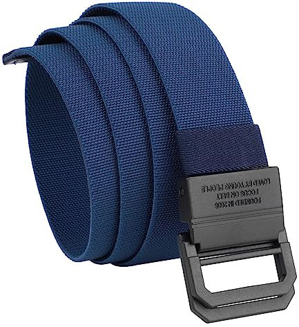 KYEYGWO Unisex Elastischer Gürtel mit Doppelring Schnalle, Einstellbare Stoffgürtel Nylon Arbeitsgürtel Outdoor Stretchgürtel für Herren und Damen, Blau