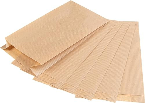 Pakico 100 Sacchetti 15 x 5,5 x 29 cm di carta marroni | sacchetto regalo | sacchetti carta per alimenti | buste piccoli | busta regalo grande | sacchi per alimenti | Cibo | Kraft | Pane | Panino