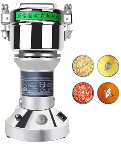 KHZKHC Electric Grain Mill 7oz/200g, Commercial Grain Grinder Stainless Steel Powder Grinding Machine, 25,000rpm Pulverizer, for Spice/Coffee/Flour/Pepper/Herb Superfine