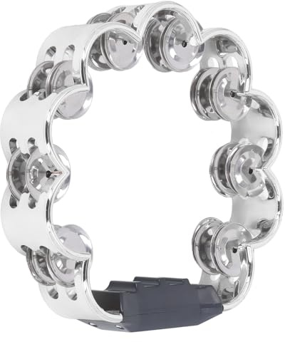 Cosiki Tamburin-Instrument, Percussion-Schellen, Zweireihig, Gute Begleitung aus ABS-Edelstahl für Partys (Silver)