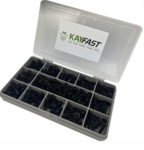 Generic BLACK SELF TAPPING SCREWS POZI PAN FLANGE HEAD 4g 6g 8g 10g ASSORTED KIT 110pc