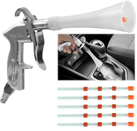 Soufflette Air Comprimé, Soufflette Compresseur, Pistolet de Nettoyage Voiture à Air Comprimé, Haute Pression Sans Réservoir, Pour L'entretien Intérieur, Livré Avec 5 Pièces Durites