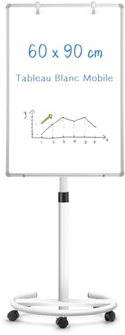 QUEENLINK Mobiles Whiteboard, 60 x 90 cm Magnetisches Whiteboard mit Ständer, höhenverstellbare Flipchart-Tafel, Dry Erase Standing White Board für Büro, Unterricht