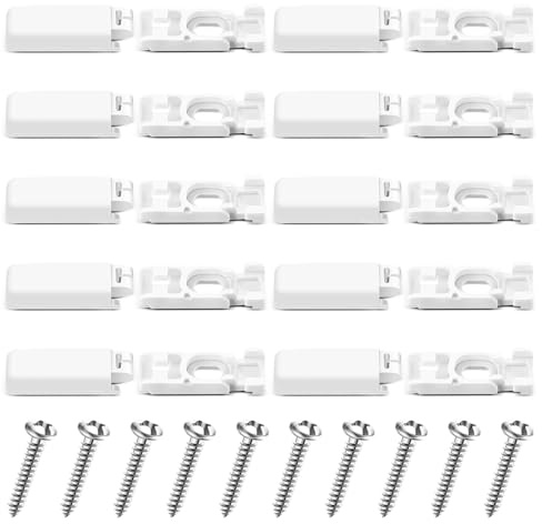 RXKFIGX 10 Stück Plissee Ersatzteile klemmträger,Plissee Halterung,Spannschuhe für verspannte Plissees,Plisse Zubehör Ersatzteile mit 10 Schrauben für Plissees Stick & Fix Klebeplatten