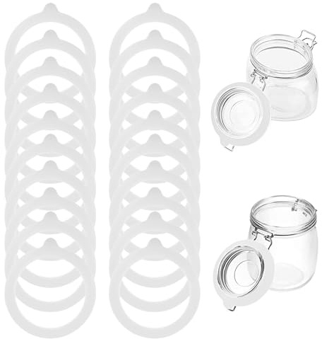 20 Pieces Standard Rubber Airtight Seal Rings, 93x68mm Glass Jar Rubber Seal Rings, Silicone Jar Gasket Seals, Replacement Jam Jar Lids Rubber Seals, Reusable Airtight Leakproof Gaskets for Glass Cans