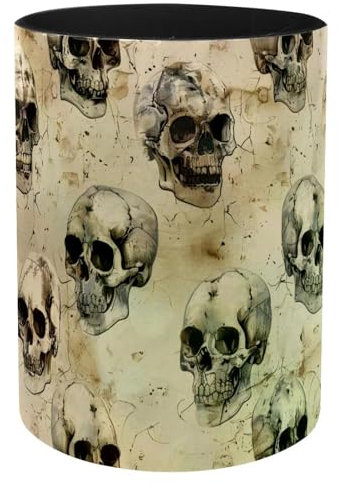 VAPOKF Stiftehalter mit Totenkopf an rissiger Wand, Stifthalter für Schreibtisch, PU-Leder, Stiftehalter, Make-up-Pinsel, Aufbewahrung, Schreibtisch-Schreibwaren, Organizer für Zuhause, Büro