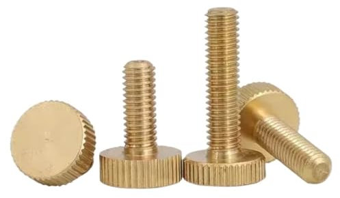AYYSSM Messing-Flachkopf-Rändelschraube aus reinem Kupfer, festziehen(16mm,M6 (5Pcs))