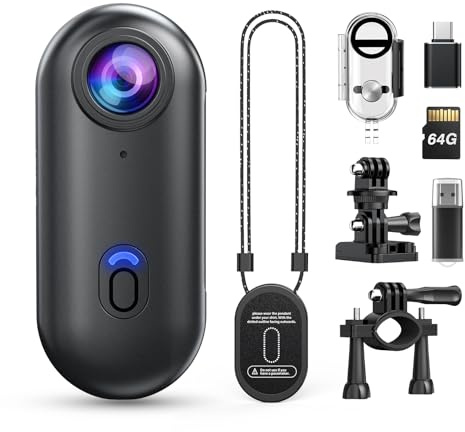 Losfom Z10 2K Action Camera, 64GB Wearable Sports Camera with Waterproof Case, Magnetic Clip, and Quick-Mount Accessories, Small Body Cam for Cycling, Diving, Travel, and Outdoor Adventures(BL64GB)