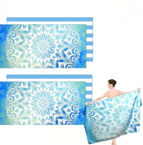 2PCS Serviette De Plage Microfibre,180x90 cm Serviette de Plage XXL