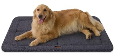 Joydeco Hundematte 112x81cm - Reversibles waschbares Hundebett mit weichem Fleece, Flache Unterlage für Hundebox & Käfig - Für XXL, große, mittlere & kleine Hunde- Dunkelgrau