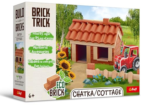 Brick Trick Trefl Casetta/Cottage - Costruisci con i Mattoncini ECO in Vero Mattone, 85 Mattoncini Riutilizzabili, Kit Creativo per Bambini dai 6 Anni