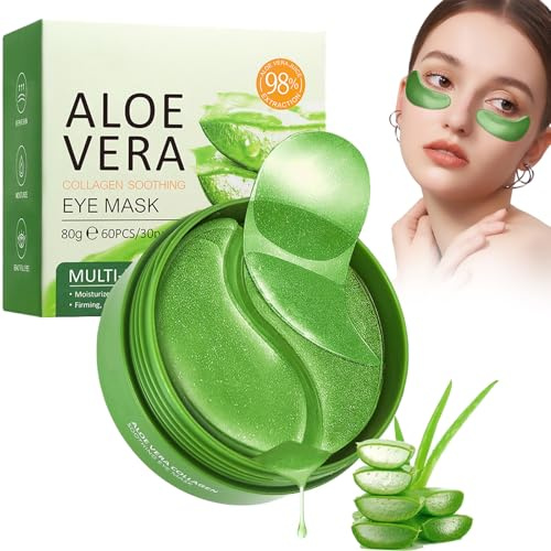 60 Pièces Masque Yeux, Patch Yeux Collagene Et Acide Hyaluronique, Patch Aloe Vera Yeux, Anti Cernes Hydrogel Eye Patchs RafraîChissants Pour éClaircir Les Cernes