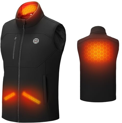 KEMIMOTO Beheizbare Weste Herren Damen, Beheizte Weste mit Handwärmfunktion, 5 Heizzone, Heizweste mit USB -10000mAh Akku für Ski Fahren, Angeln, Motorrad, Outdoor