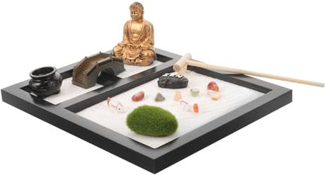 SUPVOX Wooden Sand Tray Ornaments Garden Buddha Statue for Zen Garden Kit Meditation Tool Home Adorn
