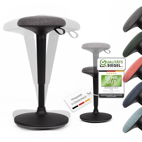 YOS S1 Ergonomischer Bürohocker für aktives Sitzen & Stehen - Höhenverstellbarer Stehhocker für dynamisches Arbeiten - Made in Germany