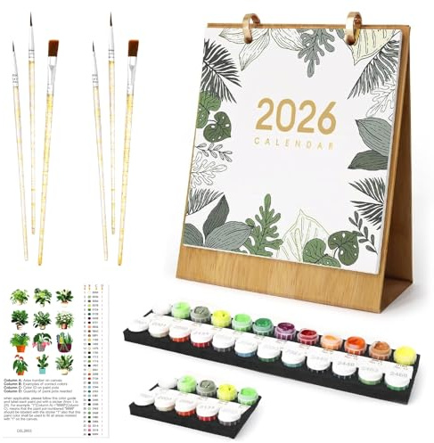 Calendrier de Table 2026,Calendrier Mensuel à Rabat,Calendrier de Bureau 2026,kit de Peinture par Numéros pour Adultes,pour et Maison,Décoration de la Maison