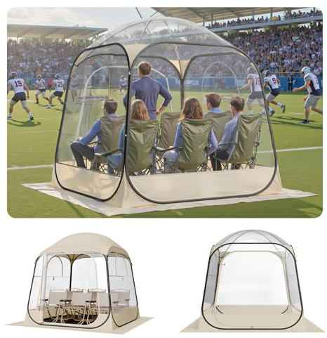 VEVOR Tienda de Campaña Deportiva Emergente, 183 x 183 x 195 cm, Carpa Deportiva Impermeable Transparente con Tapete y Cubierta Superior para 2-4 Personas para Jardín, Camping, Pesca y Animaciones