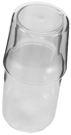COLLBATH Juego De 2 Jarras de Agua de Vidrio Resistente para Noche con Vaso y Tapa para Dormitorio Baño Jarra de Agua Transparente de Borosilicato para Jugos y Enjuague Bucal