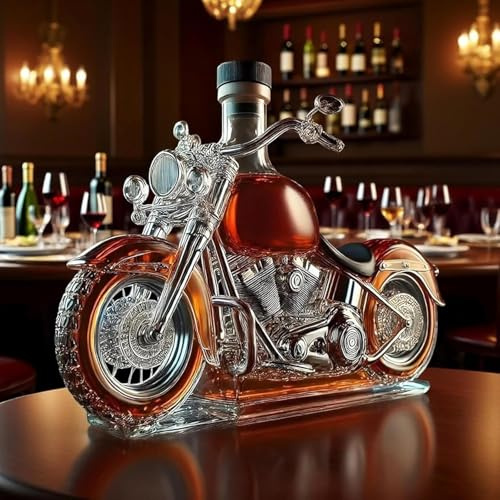 Glasflasche Motorrad Whisky Dekanter- Geschenke FüR Whiskyliebhaber, Lustige GeträNkeflasche FüR Whisky Champagner Vodka Kitchen Restaurant Gewerbliche MotorräDer Liebhaber