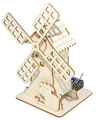 Wooden DIY Windmill Kit – Electric STEM Science Experiments for Kids, Educational Science Kits with Motor and Wooden Parts, Physics Engineering Project for Classroom and Home Hands-On Learning