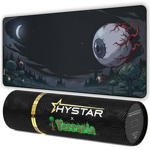 Terraria Extended Gaming Mouse Pad | XXXL 45 x 20 | 5mm Thick, Waterproof Surface, Smooth Polyester Fabric, and Natural Rubber Base (Eye of Cthulhu)