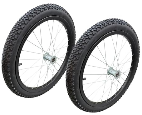 20 Replacement Trailer Wheel, Heavy Duty Spare Rim with Rubber Tyre | 2-pack pneumatic wheels, easy bolt-on install, sturdy steel construction, rubber tyre, for trailers, trolleys, hand trucks