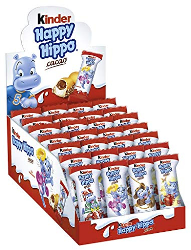 kinder Happy Hippo Kakao – Knusprige Waffelspezialität mit Milch- und Kakaocreme – 1 Packung mit je 28 Einzelriegeln à 20,7g