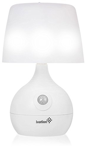 Ivation 12-LED Battery Operated Motion Sensing Table Lamp - Dual Color Range - Available Settings Include Manual & Automatic Motion & Light Sensing