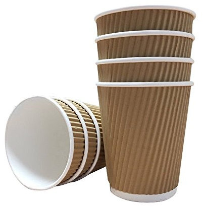 12oz. Brown Kraft Ripple Paper Cups - Eco-Friendly 100% Biodegradable Compostable Recyclable - Great for Tea, Coffee, Hot Drinks Takeaway - 100 Pack