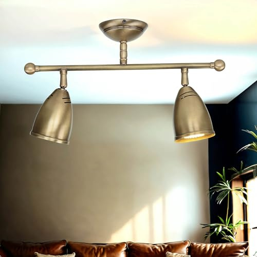 Licht-Erlebnisse Premium Deckenleuchte Stoccolma Made Italy aus Messing bronziert 2-flmg E27 Beleuchtung Strahler Wohnzimmer oder Flur