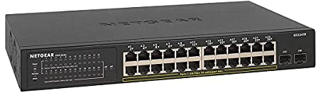 NETGEAR Série S350 Smart Switch manageable Essentials Gigabit Ethernet PoE+ 26 Ports - 24 Ports Gigabit PoE+ (Budget PoE 190W), 2 Ports SFP Gigabit dédiés, positionnement Bureau ou Rack (GS324TPv2)