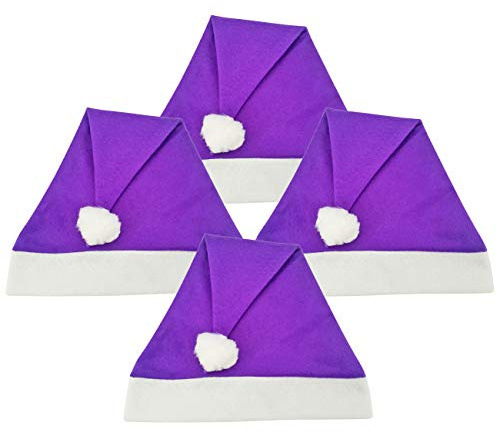 Ciffre Lote de 4 Gorros de Navidad Gorro de Invierno Papá Noel Felices lila