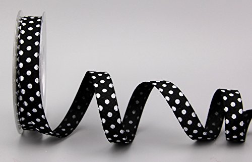 Deko Angels Dekoband Punkte SCHWARZ/Weiss 20 m x 15 mm Geschenkband Stoffband mit Draht Band gepunktet Polka Dot fröhlich Ostern Geburtstag Drahtkantenband Kinder Schleifenband von FINEMARK