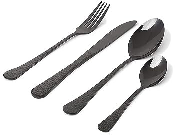 Set de 16 couverts glamour Sabichi®, Acier inoxydable, noir mat, 16pc