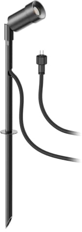 ledscom.de Kleiner LED Gartenstrahler mit Erdspieß SPICO für außen, IP44, schwarz, warmweiß